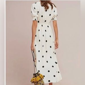 Anthropologie Breanna Polka Dot Wrap Dress by Maeve Size 12